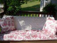 Red White Toile Porch Swing Cushion Pillow Covers  