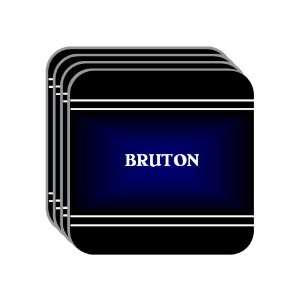 Personal Name Gift   BRUTON Set of 4 Mini Mousepad Coasters (black 