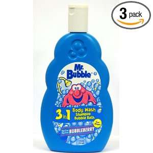Mr. Bubble 3 in 1 Body Wash, Shampoo & Bubble Bath, Bubbleberry, 12 Oz 
