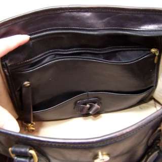 Womans Vintage Black Leather Brahmin Large Satchel Handbag  