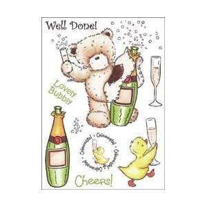 Popcorn The Bear Unmounted Rubber Stamp Set 4X6 Sheet   Lovely Bubbly 