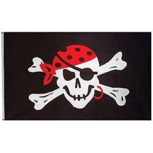  Red Bandana Pirate Flag with Eye Patch 3ft x 5ft Patio 