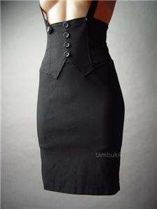 SUSPENDER Halter Dress Blk High fp Pencil Skirt S/M  