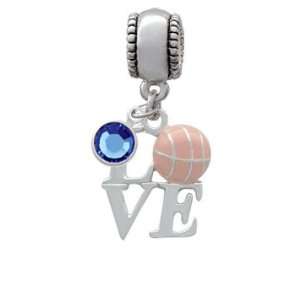   Basketball European Charm Bead Hanger with Sapphire Swa Jewelry