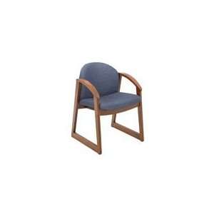 Urbane Cherry Side Chair with Arms in Blue fabric, Cherry finish frame 