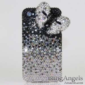   Case Cover for iphone 4 / 4s Faded from Black to Silver with large bow