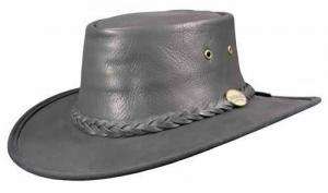 Barmah Squashy Fullgrain Leather Foldable Hat  