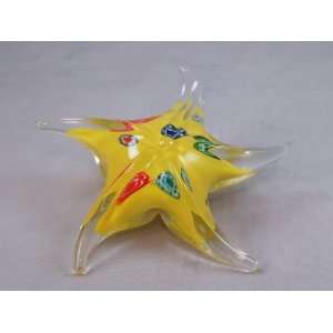  Murano Design Yellow Starfish Shaped Glass Paperweight 