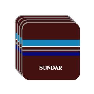 Personal Name Gift   SUNDAR Set of 4 Mini Mousepad Coasters (blue 