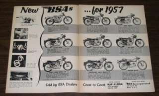1957 BSA Motorcycles Full Line Original Ad  