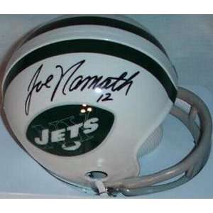  Joe Namath Signed Mini Helmet   Riddell 2Bar Sports 