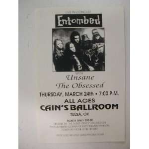  Entombed Handbill Poster Cains Ballroom Tulsa Band Sho 