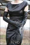 Long opera ruched style2 leather black gloves size 9,5  