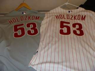 Lincoln Holdzkom Game Issued Phillies Home/Road Jersey 2008 1/1  
