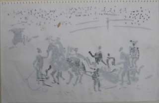 ORIGINAL, VERY SPECIAL BULLFIGHT DRAWING, SIGNED PICASSO   