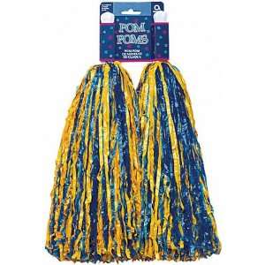   Lets Party By amscan Plastic Pom Poms   Blue & Yellow 