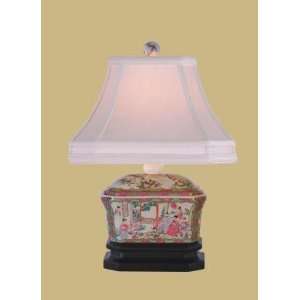  ROSE CANTON PORCELAIN CANDY BOX LAMP
