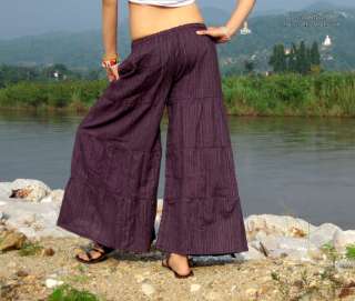 Layer Flared Yoga Pants Byzantium Violet Striped Cotton  