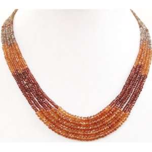   Desgner 5 Strands Natural Faceted Garnet Beaded Necklace Jewelry