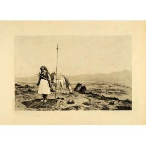  1903 Photogravure Prayer Gerome Islam Caravan Horse 