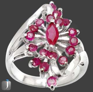  RED RUBY MARQUISE ROUND 925 STERLING SILVER ARTISAN RING N6846  