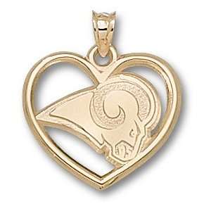  St Louis Rams Logo Heart Pendant 14K Gold Jewelry 