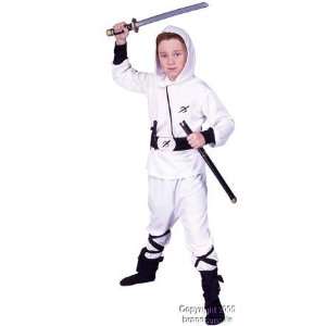  Kids White Ninja Warrior Costume (Size Small 4 6) Toys 