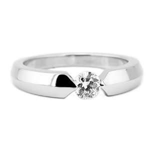 Silver 1/4 Caret Round Cut Cubic Zirconia Promise Engagement Ring