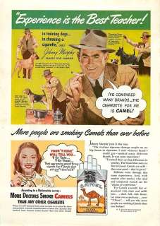 1947 Camel Cigarettes Ad   Johnny Murphy, Dog Handler  