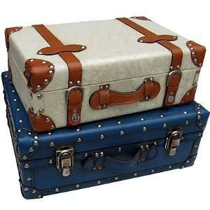  Faux Leather Covered Wooden Chest Trunk Set Of 2