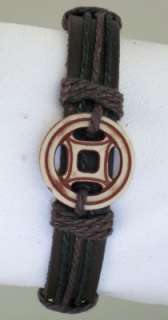 Traditional Tribal Symbol Surfer Leather Bracelet  