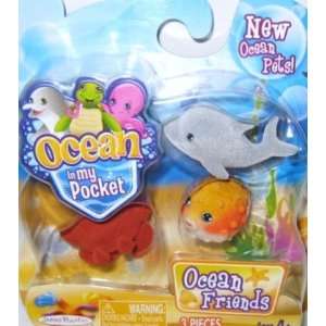  Ocean in My Pocket Friends Puffer Fish Dolphin Crab Toys 