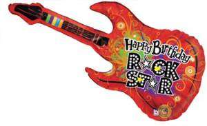 HAPPY BIRTHDAY ROCK STAR 45 BALLOON GUITAR CELEBRATION  
