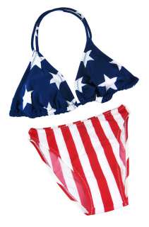 American Flag Lycra Bikini USA U.S. Stars Stripes Size 5/6  