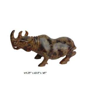  Chinese Stone Carved Rhino Art Display Figure