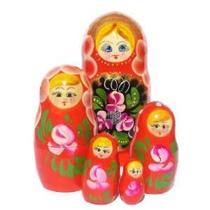    Zhostovo nesting doll (5 pc) 7H in Turquoise Toys & Games