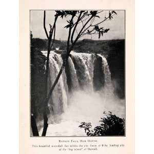 1926 Halftone Print Hawaii Rainbow Falls Hilo Waterfall Island River 