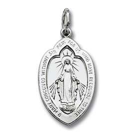 SS18 Curb chain +Small/Med Sterling Silver Miraculous Mother Mary 