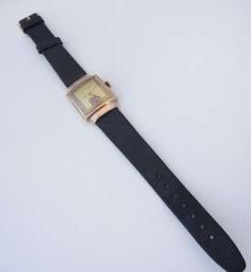 Vintage BULOVA Square Face 2 Toned Wrist Watch 14K Rolled Gold Plate 