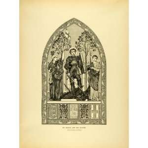  1887 Wood Engraving Saint George Dragon Edward Poynter 