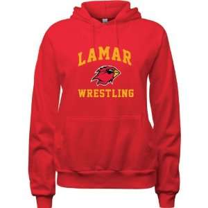  Lamar Cardinals Red Womens Wrestling Arch Hooded 