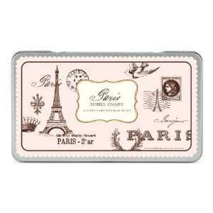  Cavallini Rubber Stamps Paris, Assorted with Ink Pad