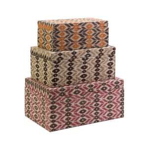   Woven Medong Pattern Stackable Lidded Storage Boxes