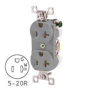 Bryant Cbrs20gry Commercial Grade Duplex Receptacle, 20a, 125v, Gray 