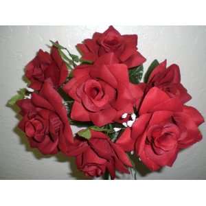  Set of 4 RED Open Rose Silk Flower Bouquets