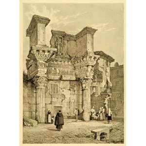  1915 Print Samuel Prout Art Ancient Roman Temple Ruins 