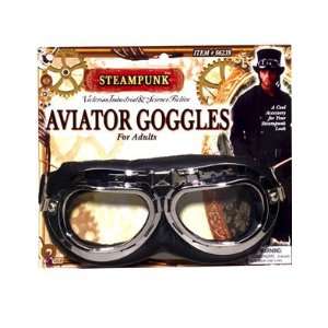  Steampunk Cowboy Costume Black Silver Aviator Goggles 