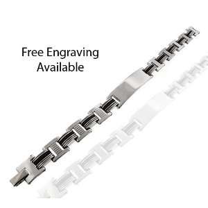 Free Engraving Unique Modern Style Solid Links 8.5 to 9 Inches Mens 