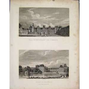  Fontainbleau Palais Chateau France Old Print Art C1852 