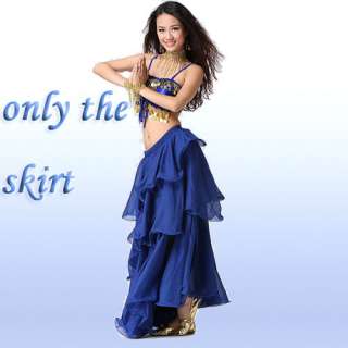   Match and Charming elegant Belly Dance Spiral Skirt Royal Blue  